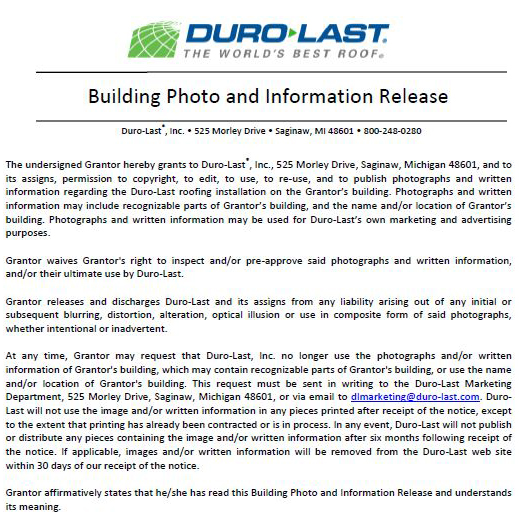 Building Photo and Information Release Form